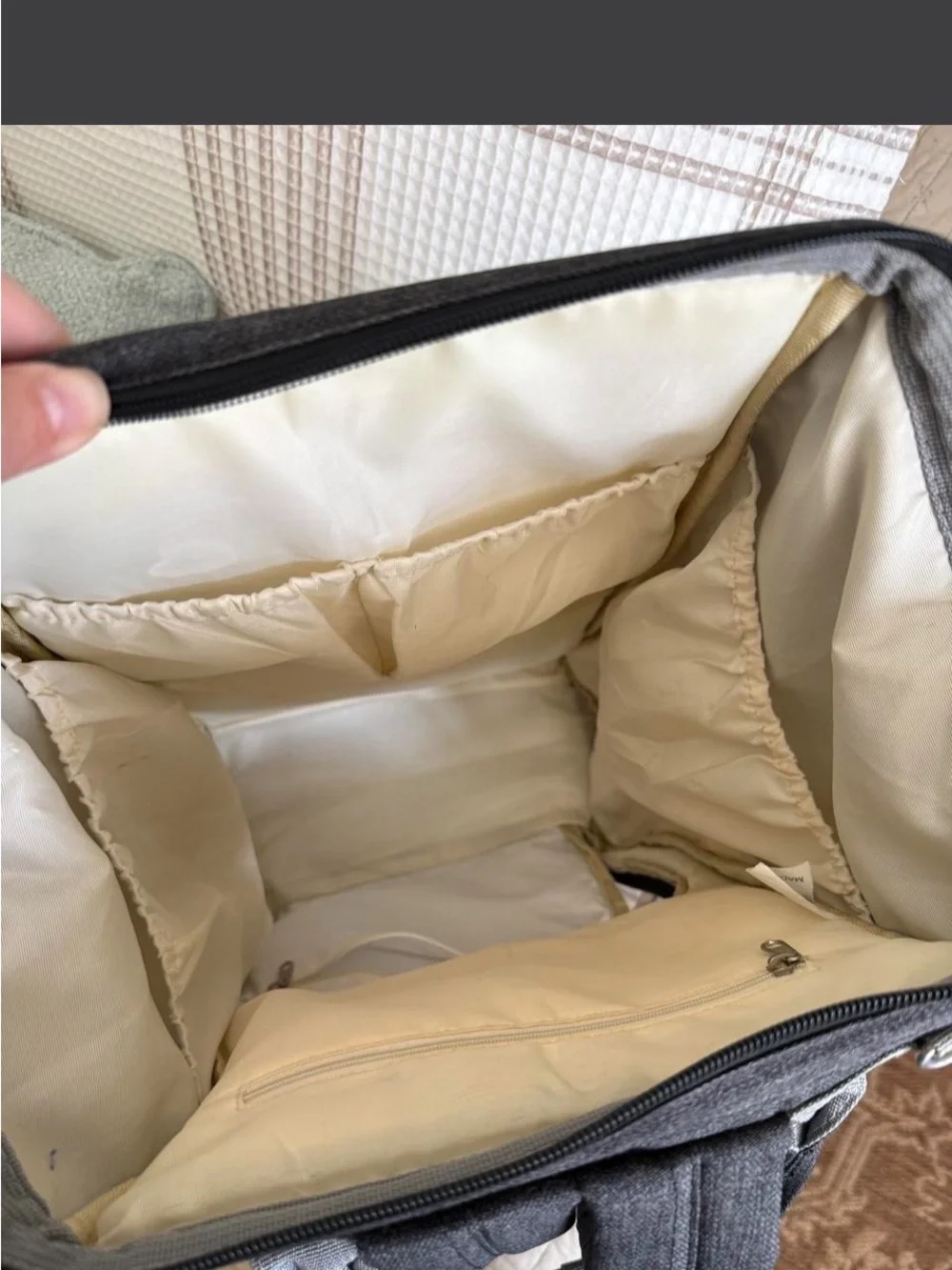 LeQueen Gray Quilted Diaper Bag Backpack Baby Travel Organizer
